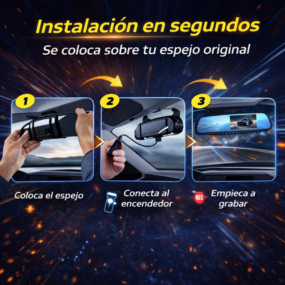 Protege tu Carro con Cámara DVR Oculta en el Espejo