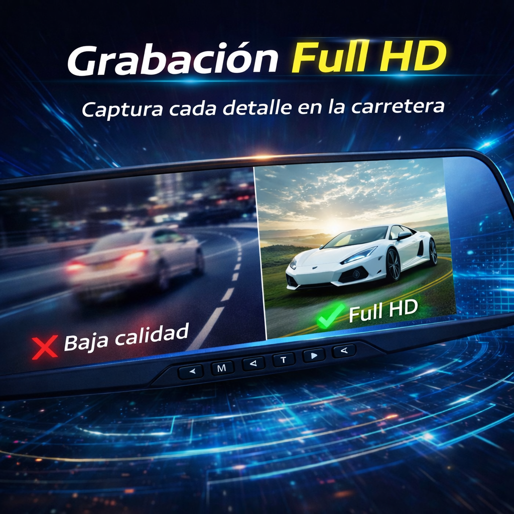 Protege tu Carro con Cámara DVR Oculta en el Espejo