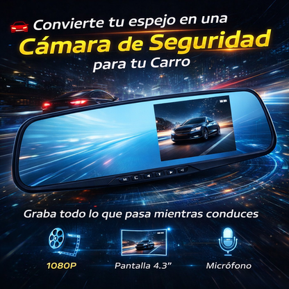Protege tu Carro con Cámara DVR Oculta en el Espejo