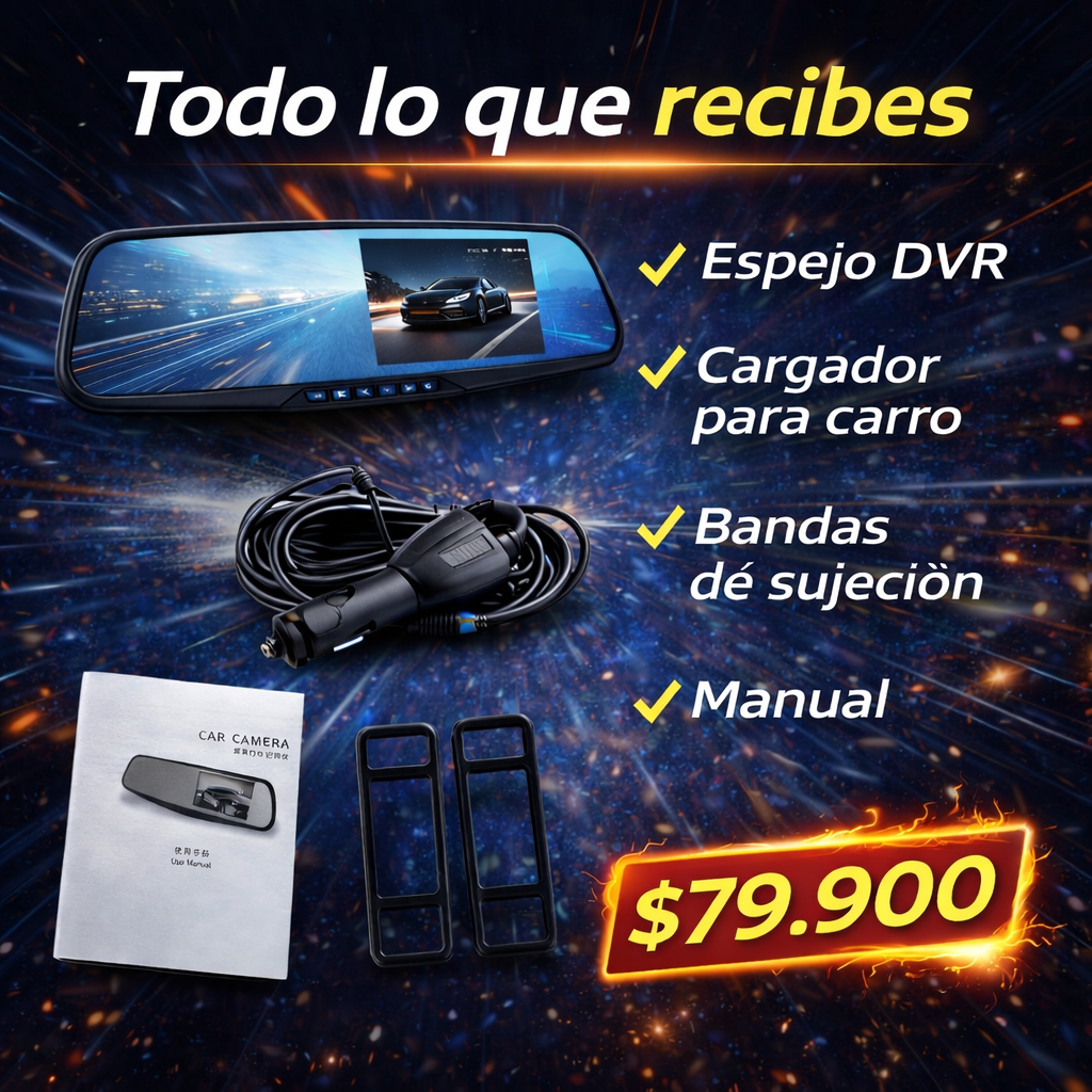 Protege tu Carro con Cámara DVR Oculta en el Espejo
