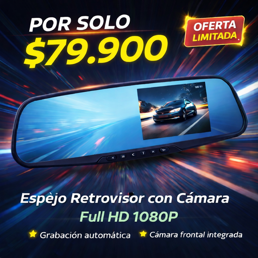 Protege tu Carro con Cámara DVR Oculta en el Espejo